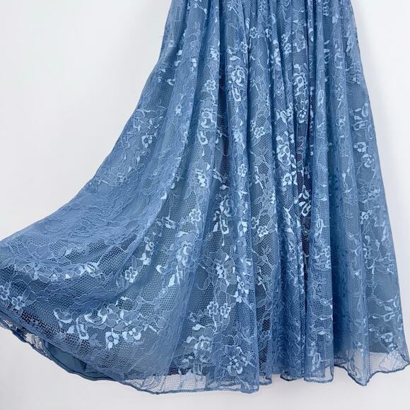 Mori Lee Madeline Gardner Women's Off Shoulder Lace Dress Size 12 Blue Bridal - Picture 6 of 16